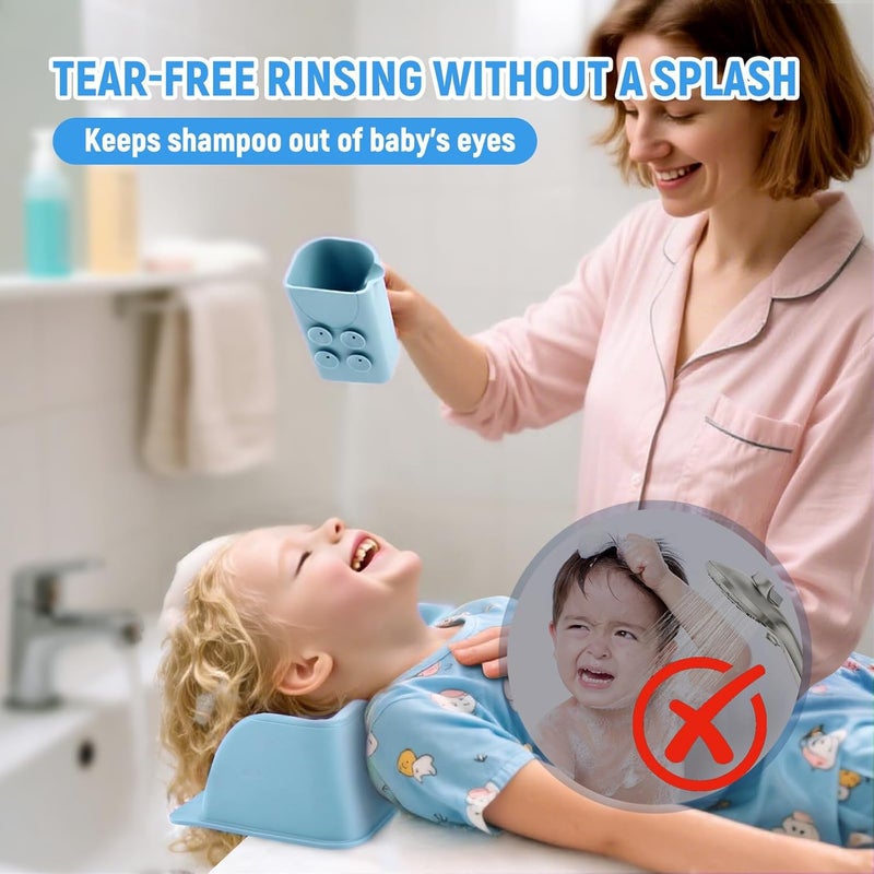 JOY ANAN Baby Bath Rinse Cup with Suctions, 100% Food Grade Silicone, Rinser to Wash Hair and Body with Easy Grip Handle - Image 5